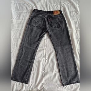 Levi's 501 Black Denim Button Fly Jeans 34/32 (32/27)Mid Rise Straight Red Tab